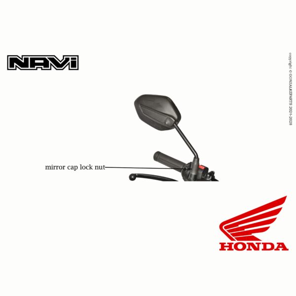 Honda Mirror Cap Lock Nut 2022-2023 Navi Nva110B OEM 88114-198-D10 Installed View