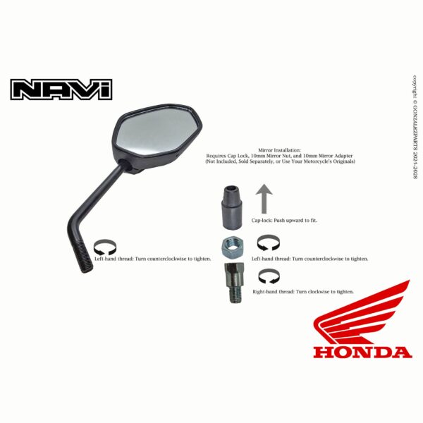 Honda Right & Left Mirror 2022-2023 Navi Nva110B OEM 88210-K74-A01/88220-K74-A01 Right Installation View